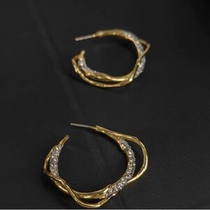 Chic Gold and Silver Twisted Hoop Earrings